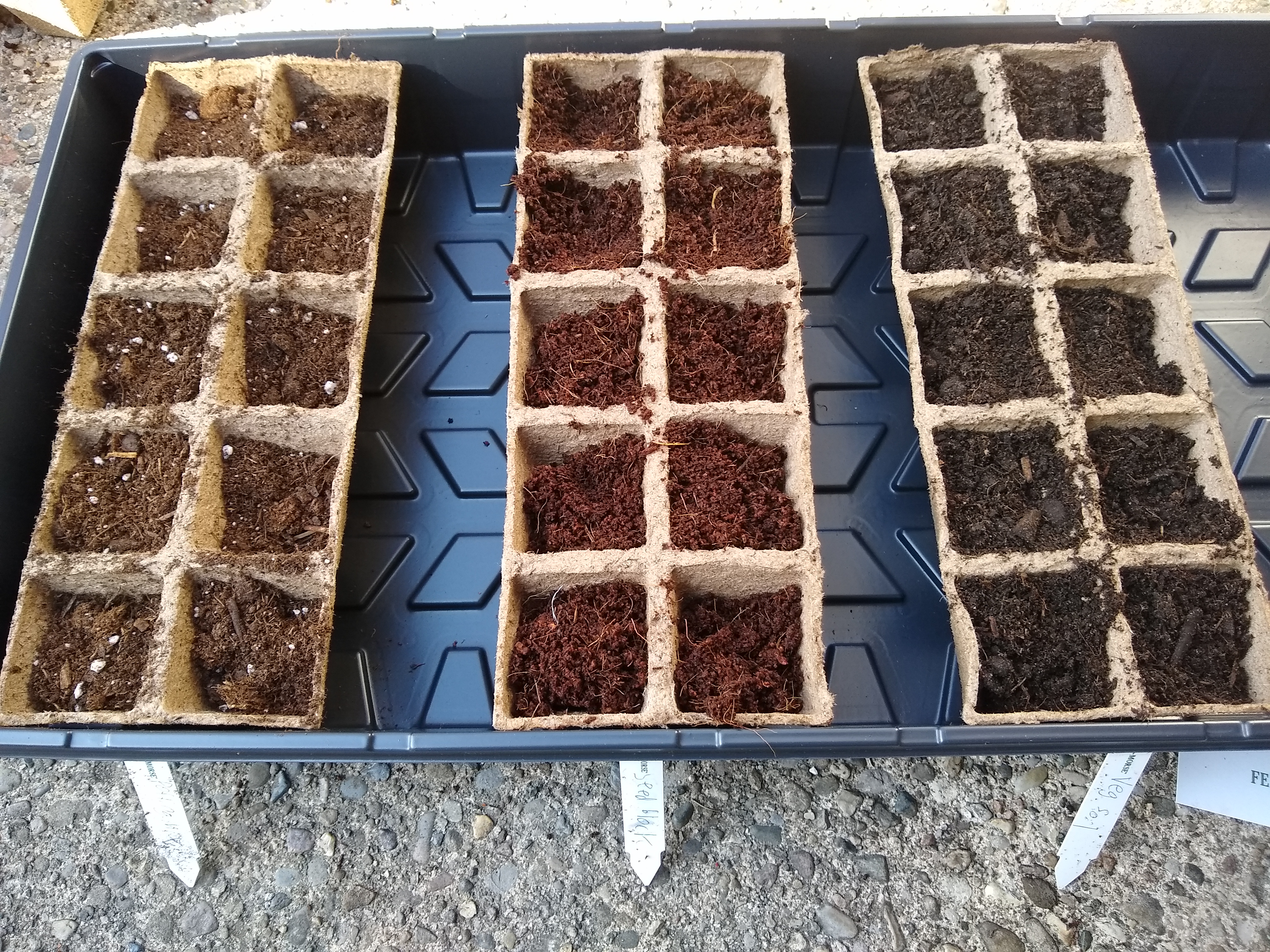 Potting mix, seed block mix and vegetable garden soil